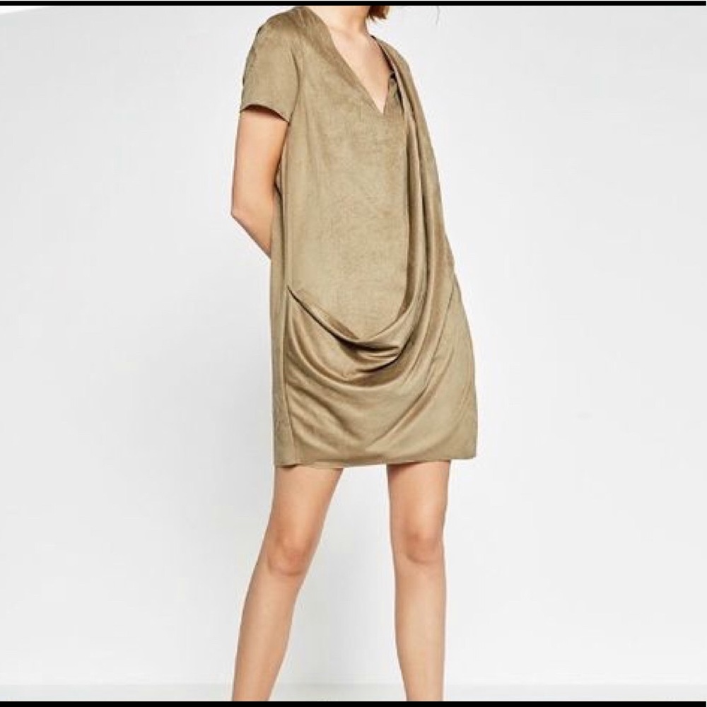 Faux Suede Green Dress